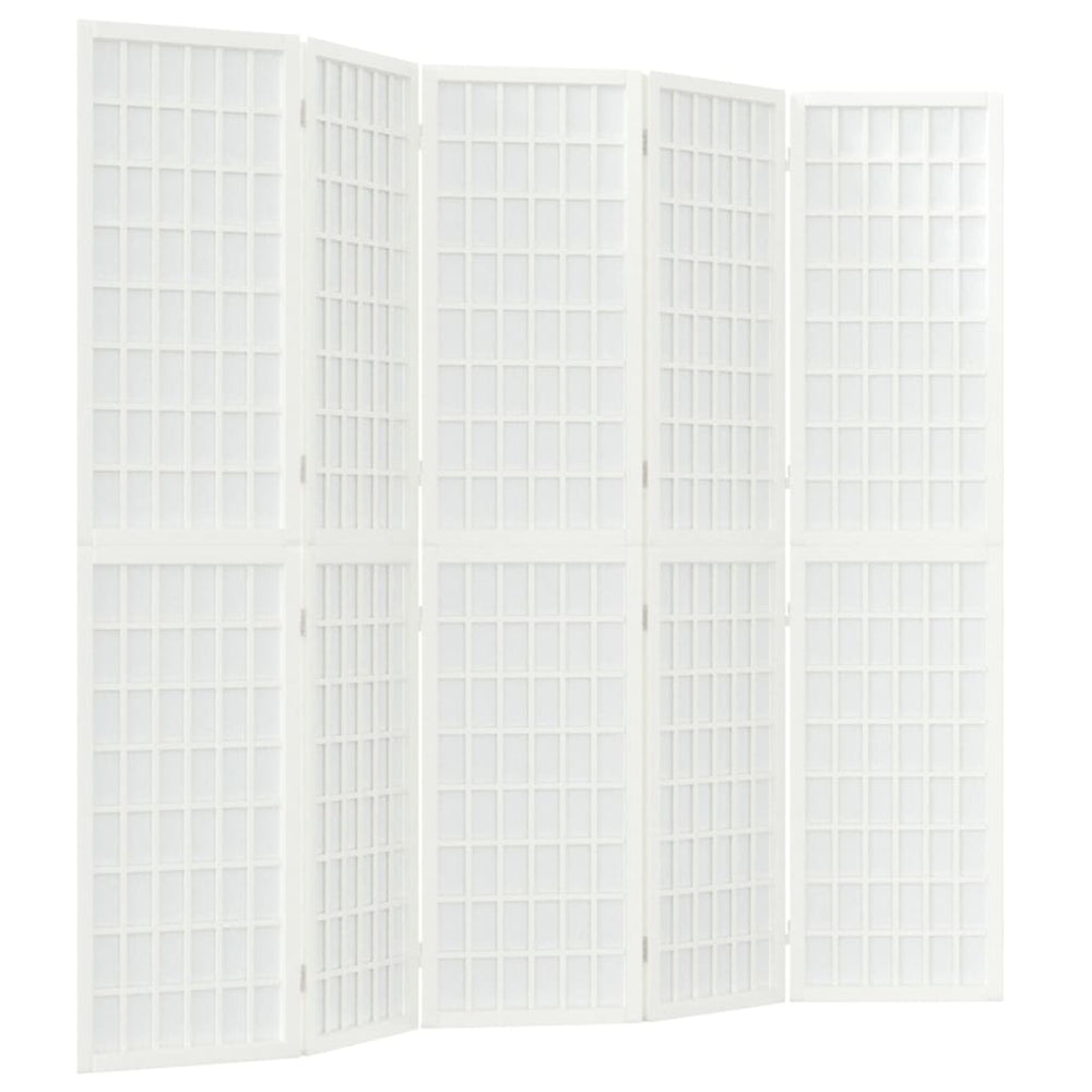 vidaXL 5-Panel Folding Room Divider Japanese Style 200x170 cm White