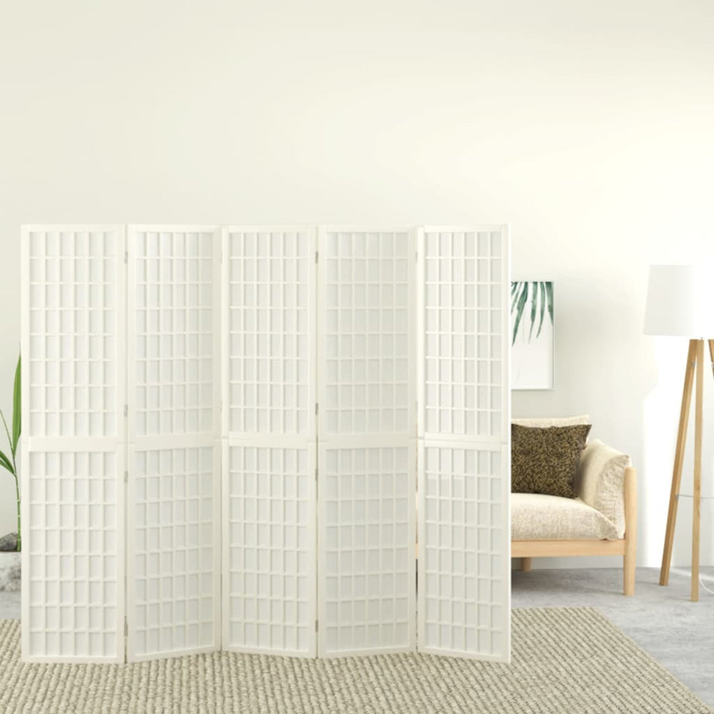 vidaXL 5-Panel Folding Room Divider Japanese Style 200x170 cm White