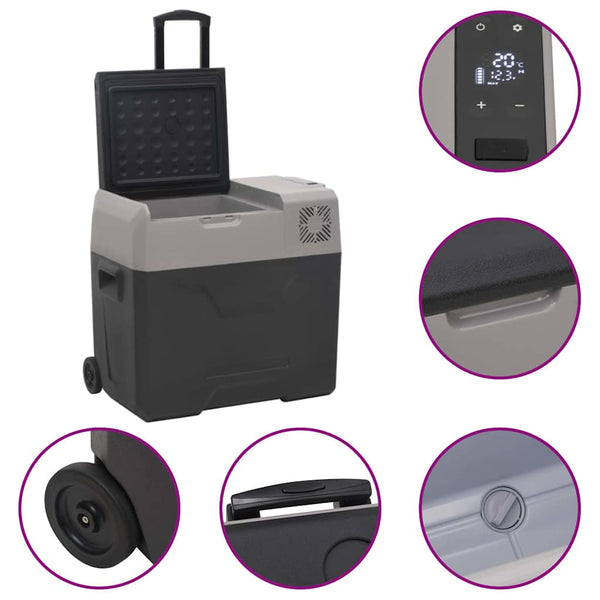 Kühlbox mit Rollen 40L, Schwarz & Grau