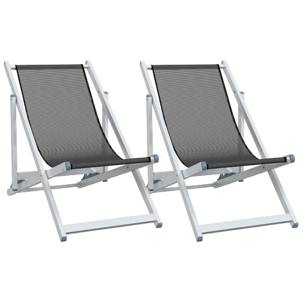 Klappbare Strandstühle, 2er Set, Grau