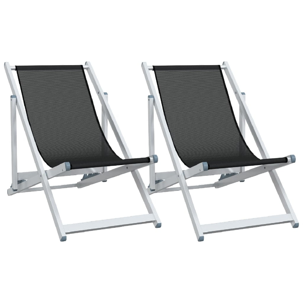 Klappbare Strandstühle 2er Set Schwarz