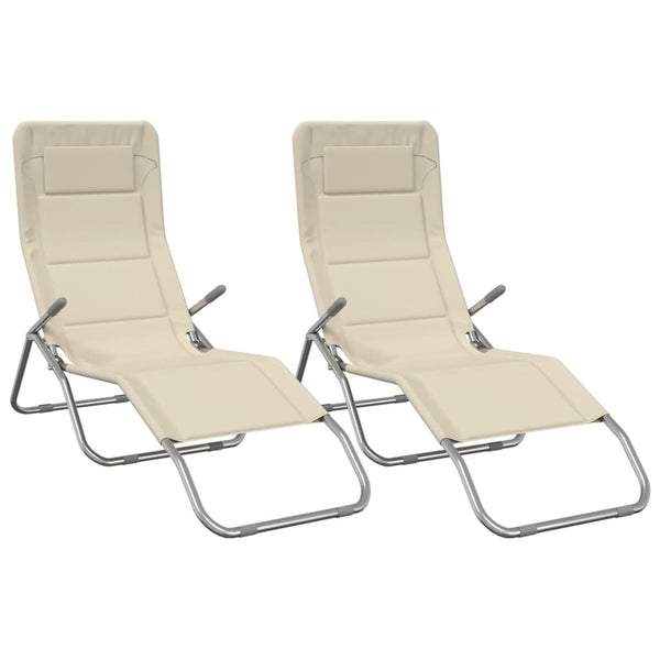 Sonnenliegen 2er Set, Creme Textilene