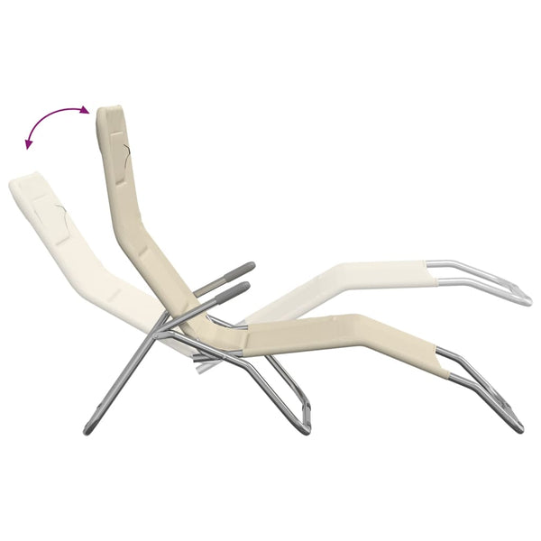 Sonnenliegen 2er Set, Creme Textilene