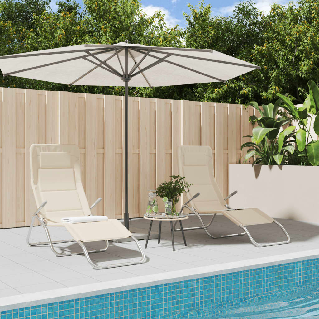 Sonnenliegen 2er Set, Creme Textilene