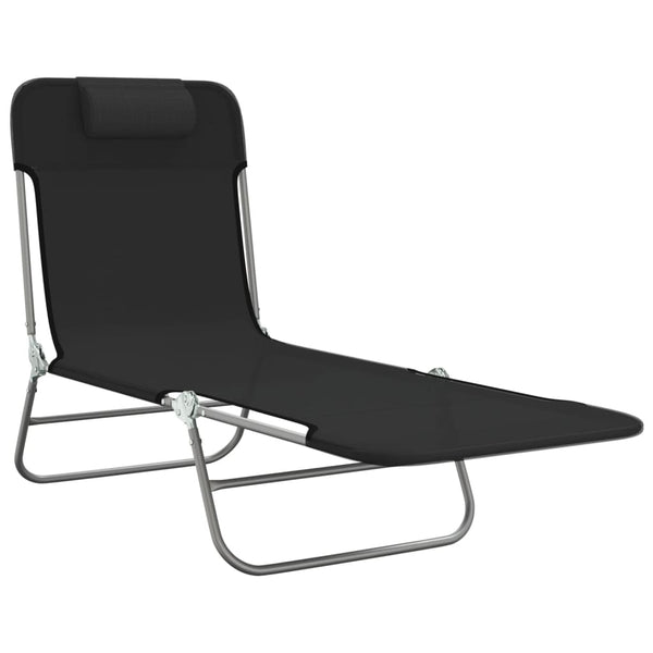 Klappbare Sonnenliegen 2er Set, Schwarz