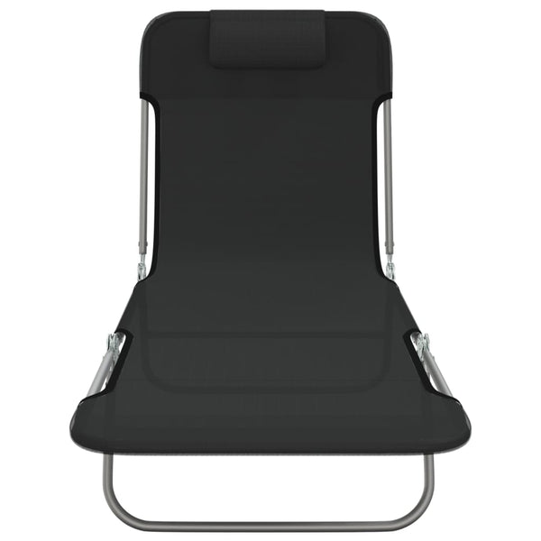 Klappbare Sonnenliegen 2er Set, Schwarz