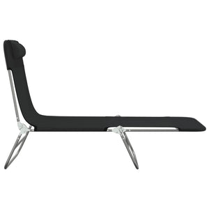 Klappbare Sonnenliegen 2er Set, Schwarz