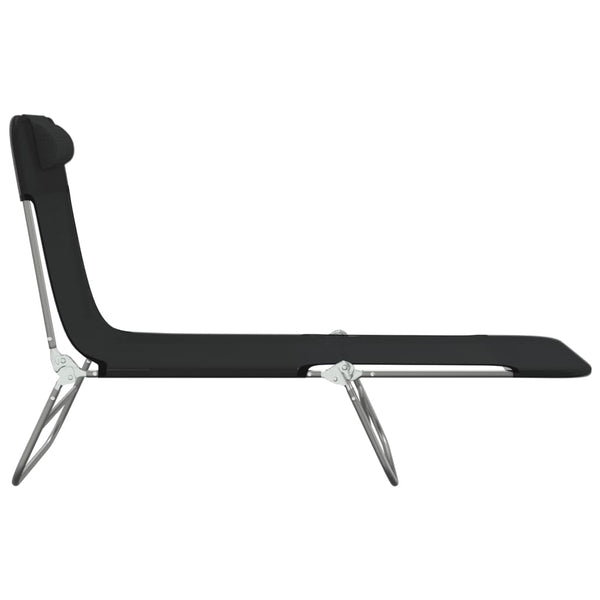 Klappbare Sonnenliegen 2er Set, Schwarz