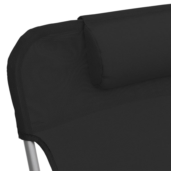 Klappbare Sonnenliegen 2er Set, Schwarz