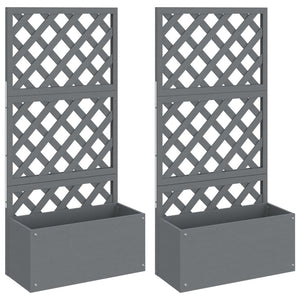 vidaXL Planters with Trellis 2 pcs Grey 65x33x135 cm WPC