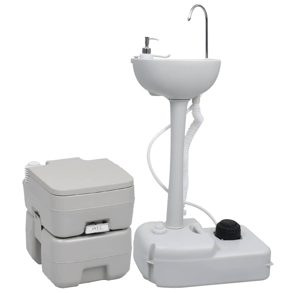 vidaXL Portable Camping Toilet with Sink