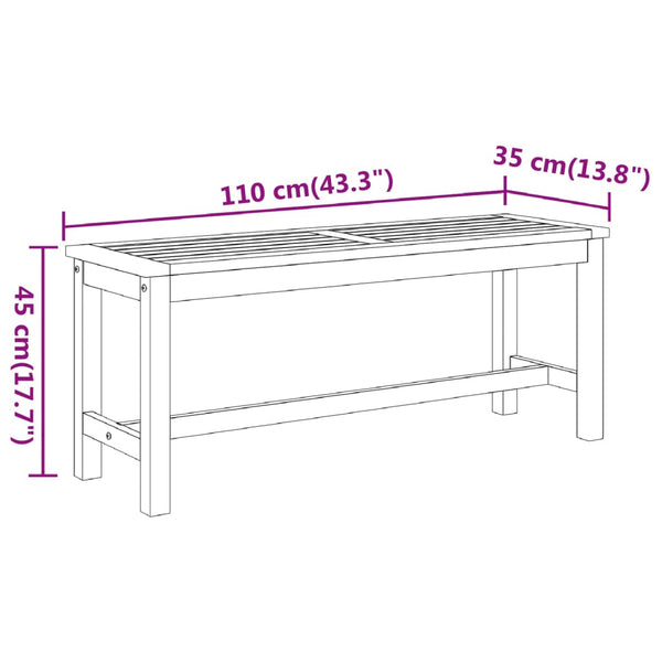 vidaXL Garden Bench 110x35x45 cm Solid Acacia Wood