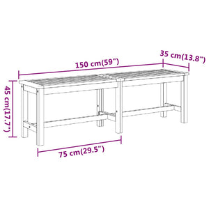 vidaXL Garden Bench 150x35x45 cm Solid Acacia Wood