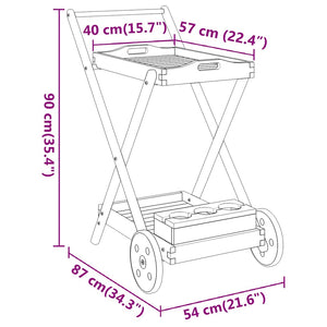 vidaXL Tea Trolley 54x87x90 cm Solid Acacia Wood