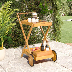vidaXL Tea Trolley 54x87x90 cm Solid Acacia Wood