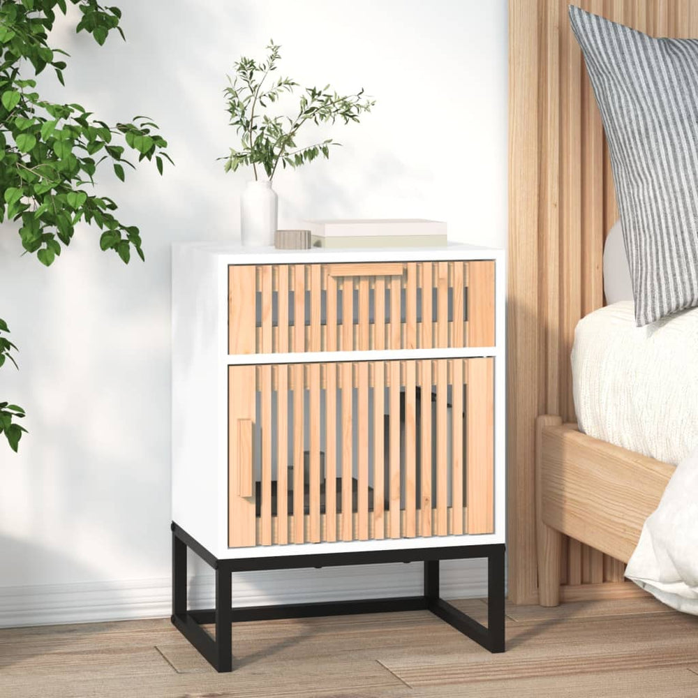 vidaXL Nightstand White 40x30x55.5 cm Engineered Wood & Iron