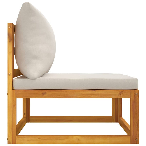 Garten Mittelsofa Akazie mit Hellgrauen Kissen