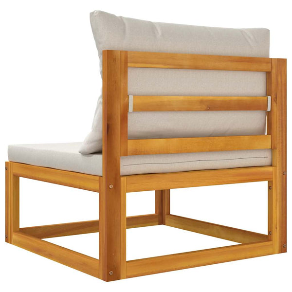 Garten Mittelsofa Akazie mit Hellgrauen Kissen