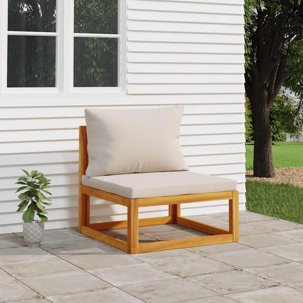 Garten Mittelsofa Akazie mit Hellgrauen Kissen