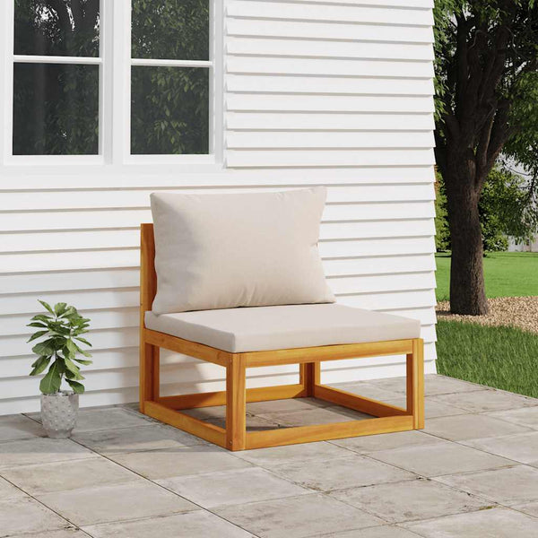 Garten Mittelsofa Akazie mit Hellgrauen Kissen