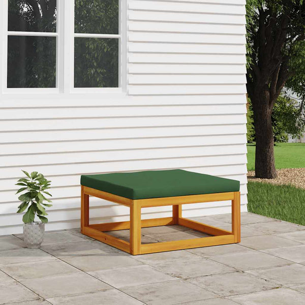 Gartenhocker Akazie mit Grünem Kissen