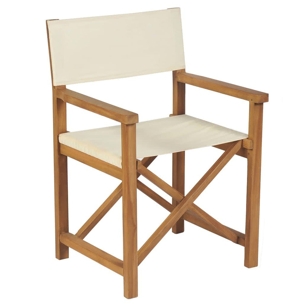 vidaXL Director's Chairs 2 pcs. Foldable Cream Solid Teak Wood