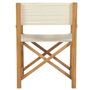 vidaXL Director's Chairs 2 pcs. Foldable Cream Solid Teak Wood