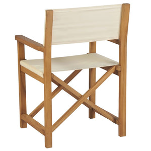 vidaXL Director's Chairs 2 pcs. Foldable Cream Solid Teak Wood