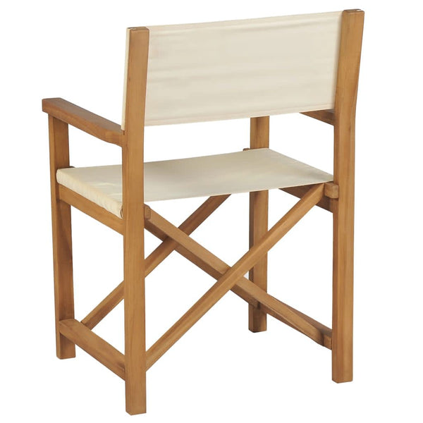 vidaXL Director's Chairs 2 pcs. Foldable Cream Solid Teak Wood