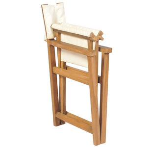 vidaXL Director's Chairs 2 pcs. Foldable Cream Solid Teak Wood