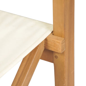 vidaXL Director's Chairs 2 pcs. Foldable Cream Solid Teak Wood