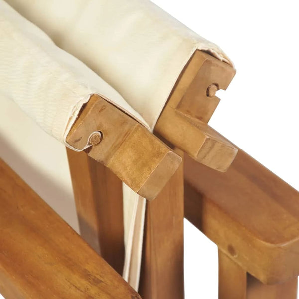 vidaXL Director's Chairs 2 pcs. Foldable Cream Solid Teak Wood