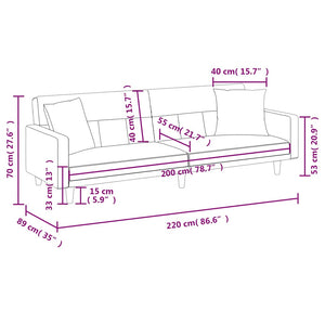 vidaXL Sofa Bed with Pillows Light Grey Fabric