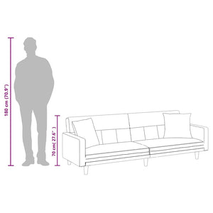 vidaXL Sofa Bed with Pillows Light Grey Fabric
