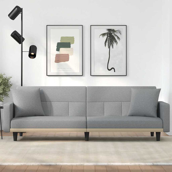 vidaXL Sofa Bed with Pillows Light Grey Fabric