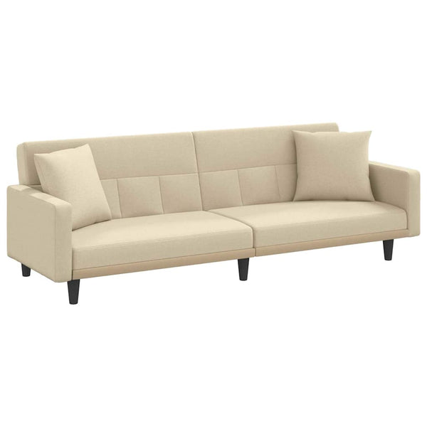 vidaXL Sofa Bed with Pillows Cream Fabric