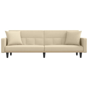 vidaXL Sofa Bed with Pillows Cream Fabric