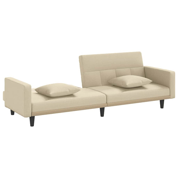 vidaXL Sofa Bed with Pillows Cream Fabric