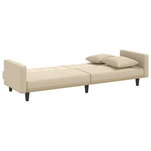 vidaXL Sofa Bed with Pillows Cream Fabric