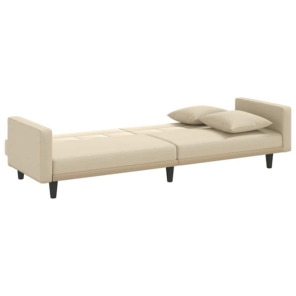 vidaXL Sofa Bed with Pillows Cream Fabric