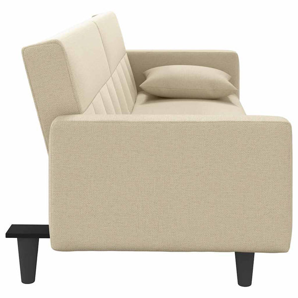 vidaXL Sofa Bed with Pillows Cream Fabric