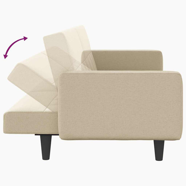 vidaXL Sofa Bed with Pillows Cream Fabric