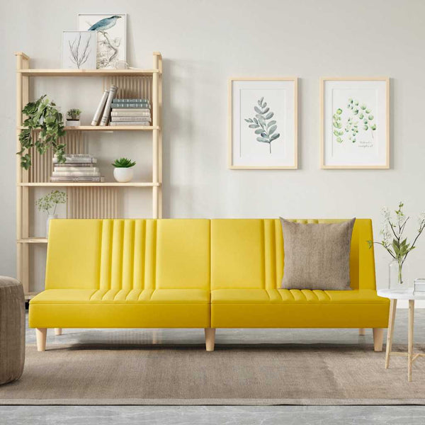 vidaXL Sofa Bed Light Yellow Fabric