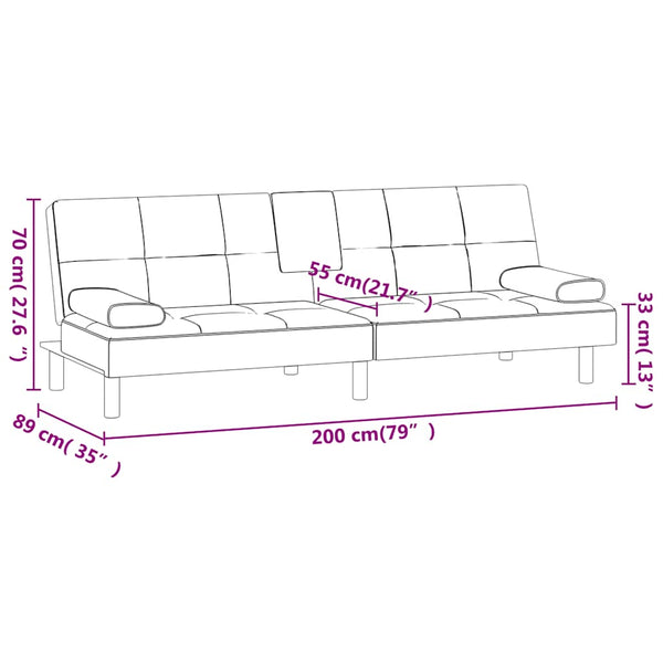 Schlafsofa Schwarz Kunstleder mit Getränkehaltern