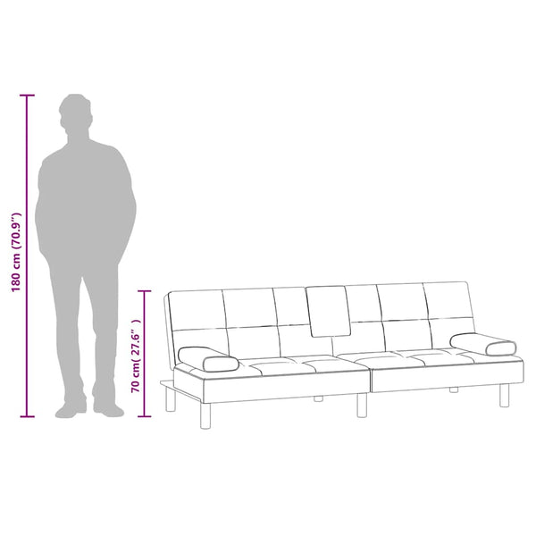 Schlafsofa Schwarz Kunstleder mit Getränkehaltern