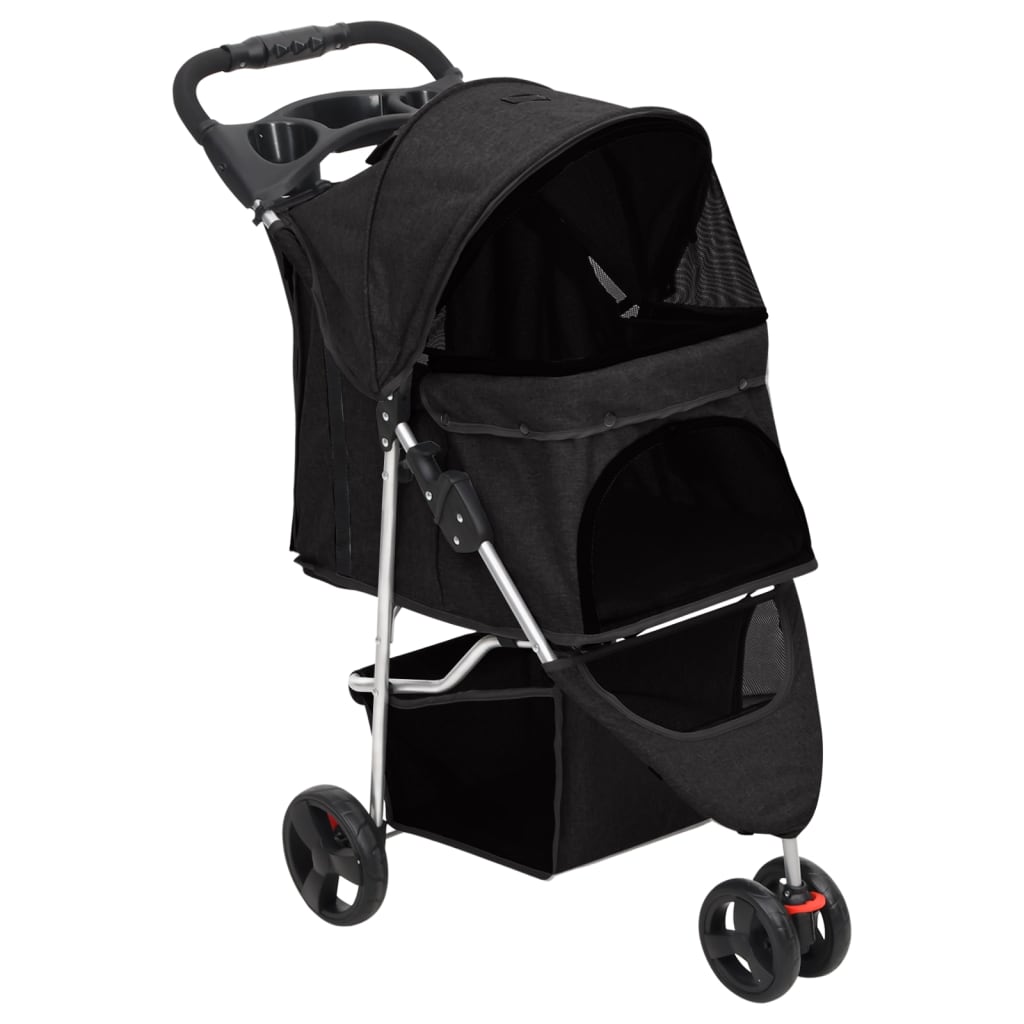 vidaXL Foldable Dog Stroller Black 80x46x98 cm Oxford Fabric