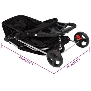 vidaXL Foldable Dog Stroller Black 80x46x98 cm Oxford Fabric