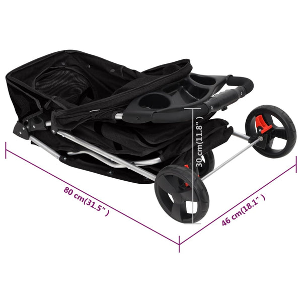 vidaXL Foldable Dog Stroller Black 80x46x98 cm Oxford Fabric