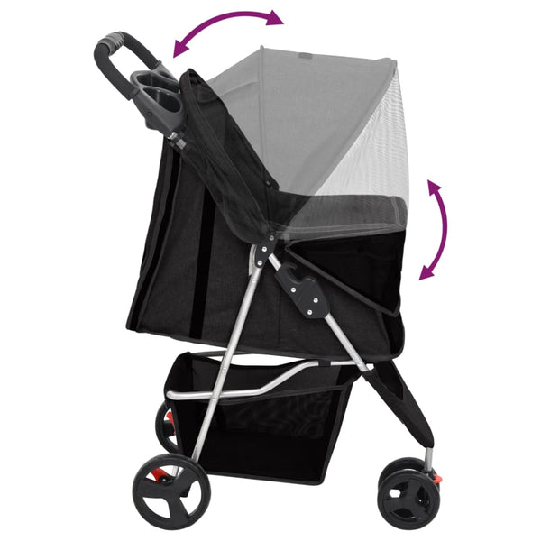 vidaXL Foldable Dog Stroller Black 80x46x98 cm Oxford Fabric