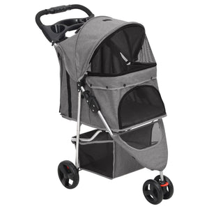 vidaXL Dog Stroller Foldable Grey 80x46x98 cm Oxford Fabric